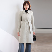 跨境夹棉西装大衣女新款秋冬气质休闲保暖加棉加厚中长款风衣外套