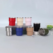 跨境304不锈钢单层卷边咖啡杯水杯户外便携露营杯野营啤酒杯批发