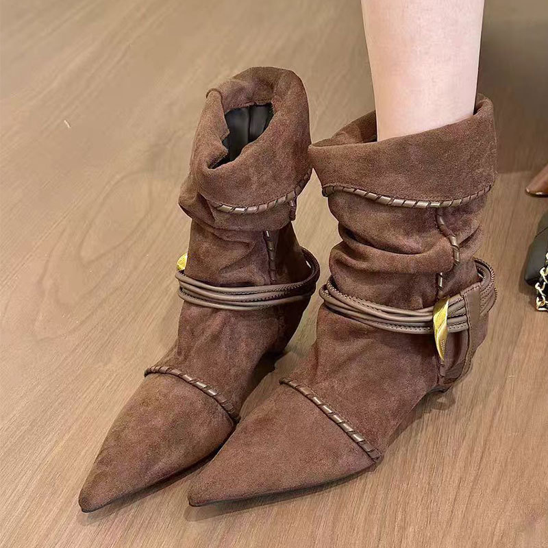 Women's Pointed Toe Suede Over The Knee Boots Autumn Winter_voghion.com