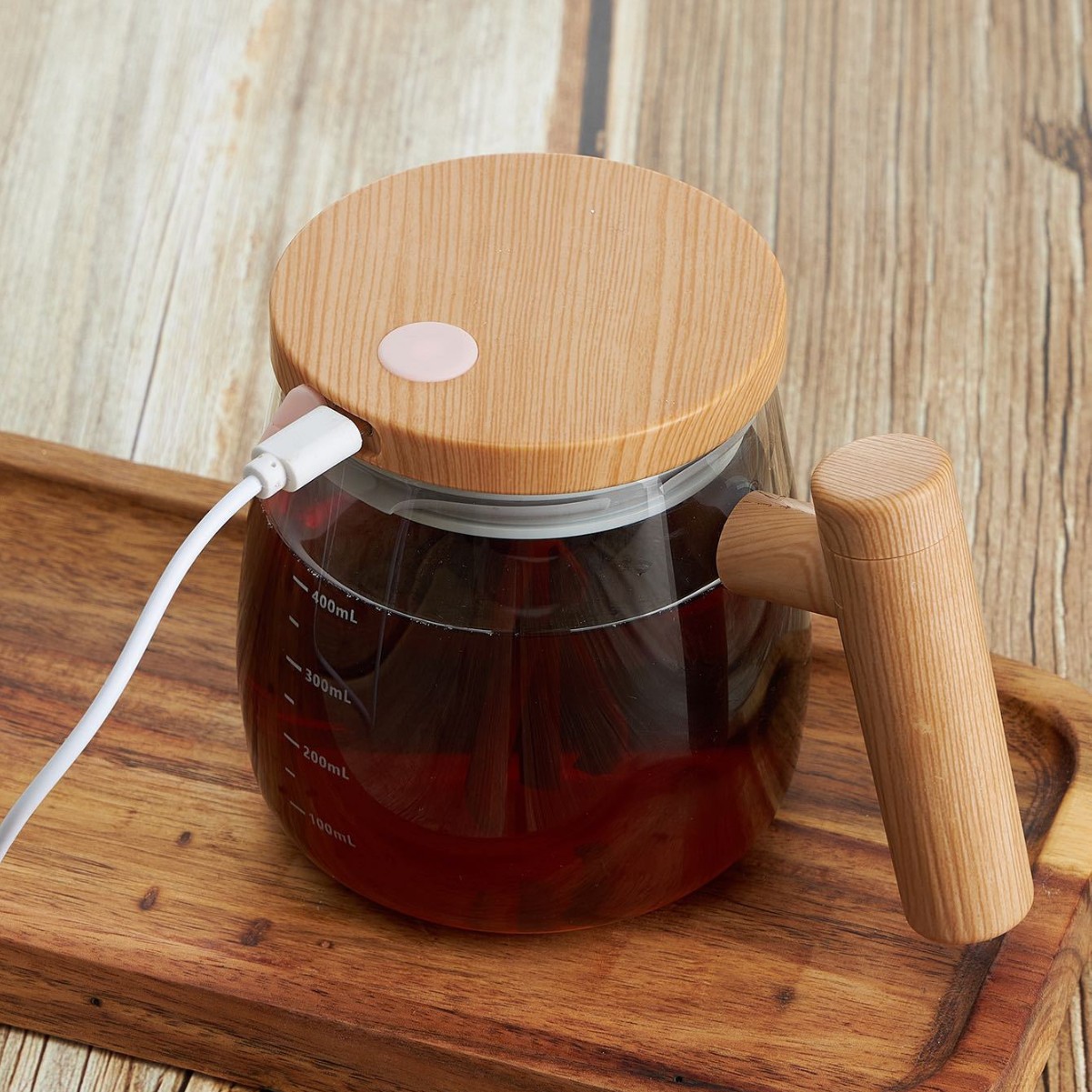 Taza mezcladora automática para el hogar transfronteriza nueva taza de color arce portátil taza de vidrio de café eléctrico al por mayor