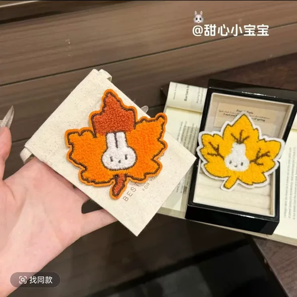 Maple leaf, Miffy, and Velcro-style pixelated hair clips – cute, trendy, and simple hair accessories for students