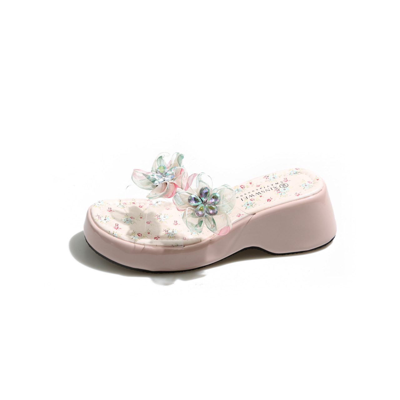 "Miaolu" estilo de ballet fresco ~ zapatillas de talón grueso de la mujer de verano con sandalias de dedos desnudos