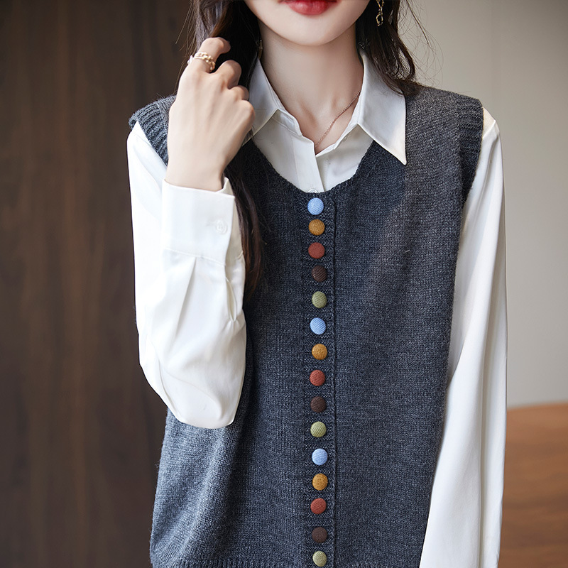 轻奢高级感无袖马甲女新款时尚针织衫背心叠穿套头休闲打底衫坎肩|undefined