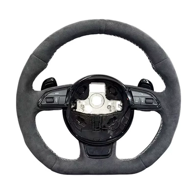 Suitable for Audi A3 A4 A5 S4 S5 Q3 Q5 Q7 full suede flat-bottom steering wheel (Steering wheel) - s
