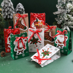メーカー在庫あり クリスマス紙袋 クリエイティブなリボン 雪の結晶柄 お菓子入れ 可愛いクリスマスギフトバッグ 紙製