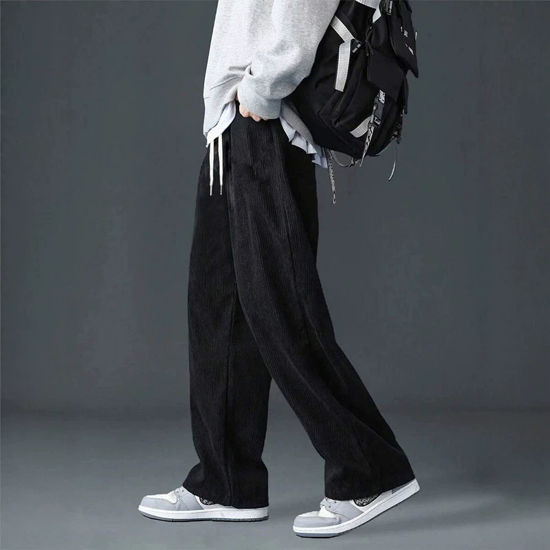 Men's Corduroy Pants Spring/Summer Straight Casual Pants 2026 New Model Youth Loose Fit Wide-Leg Trousers
