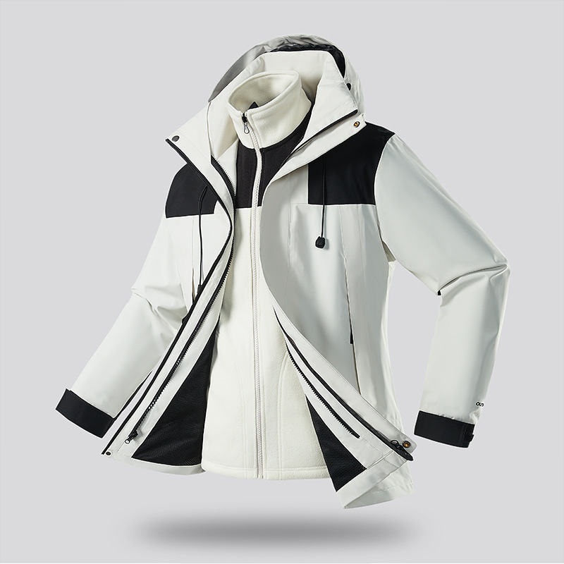 fleece-lined Outdoor Three-in-One Jacket Two-Piece Jacket Windproof Jacket Lovers Mountaineering Suit Printable Logo