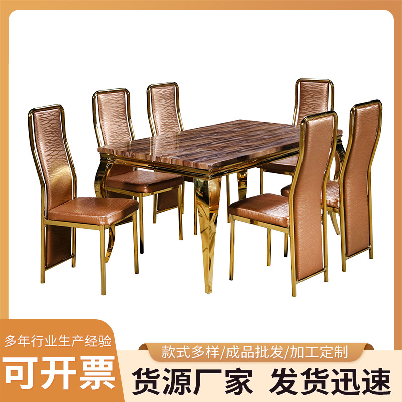 Dinning Table Factory Customized Southeast Asian Marble Dining Table and Chair Combination Slate Dining Table and Chair Set