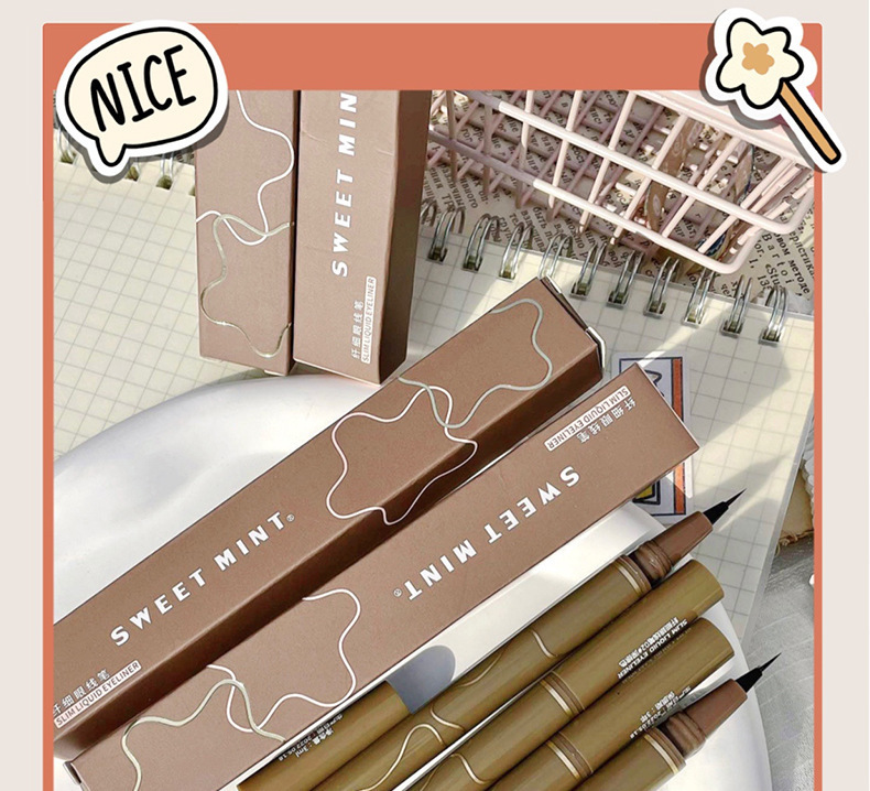 Wholesale of sweet mint Fine eyeliner Pen, waterproof, sweat-proof, long-lasting and non-staining brown liquid eyeliner pen Application Scenario
