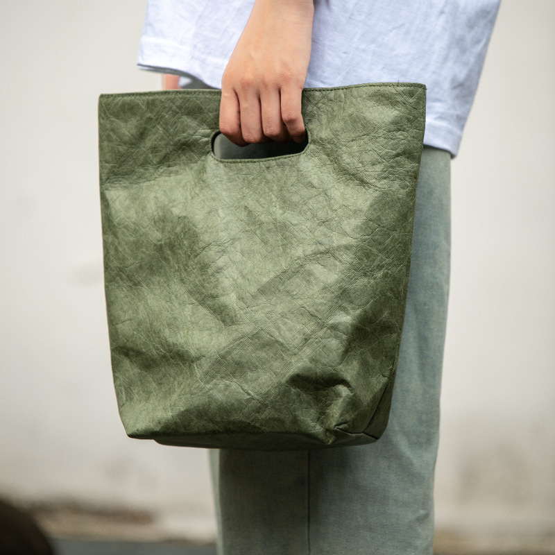 杜邦纸袋定 制者印logo也家的包复古竖款防水超轻麦当劳袋ipad订