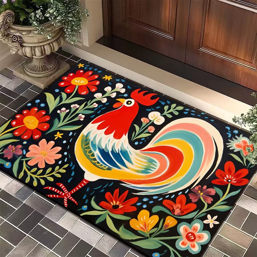 Mud de diatomeas Amazon emitió una alfombra de piso de gallo grande estadounidense transfronteriza, alfombrilla de entrada para puerta, alfombrilla de cocina resistente a las manchas