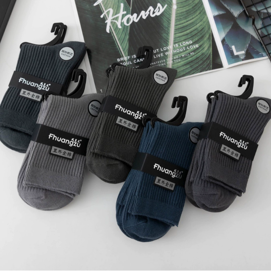 Новые мужские осенние и зимние толстые хлопчатобумажные носки темные бизнес спортивные антибактериальные и вонючие