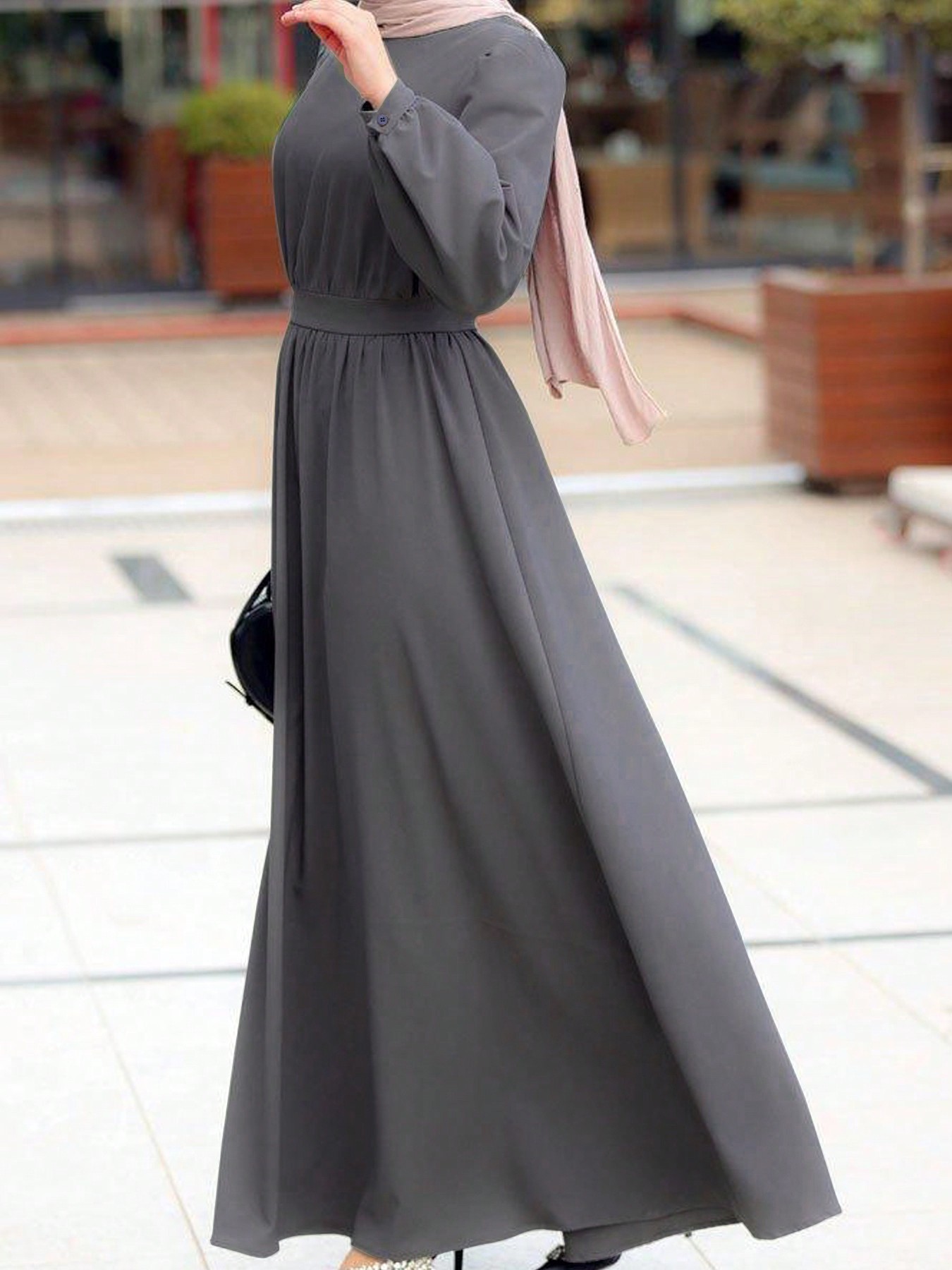 2025 New Middle Eastern Cross-Border Muslim Women's European And American Fashion Slim-Fit Long Dress Abayas Robe_ecoleips.com