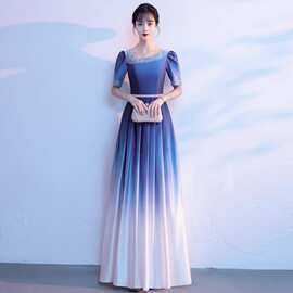 新款渐变晚礼服2026学生合唱团演出服气质优雅小众舞台表演连衣裙