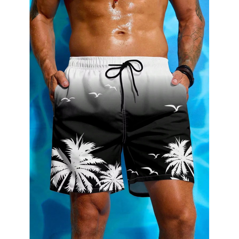 Vintage Plant Pattern Beach Shorts Men's Coconut Tree 3D Printed Swimming Trunks Summer Hawaiian Shorts Loose Board
