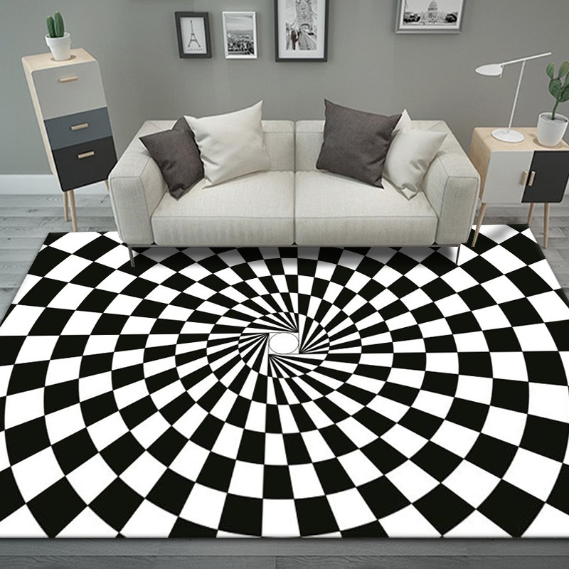 Strictly Selected Cross-border Wholesale Clown Series Black and White Stereo Visual Trap Mat 3D Illusion Bedroom Living Room Carpet