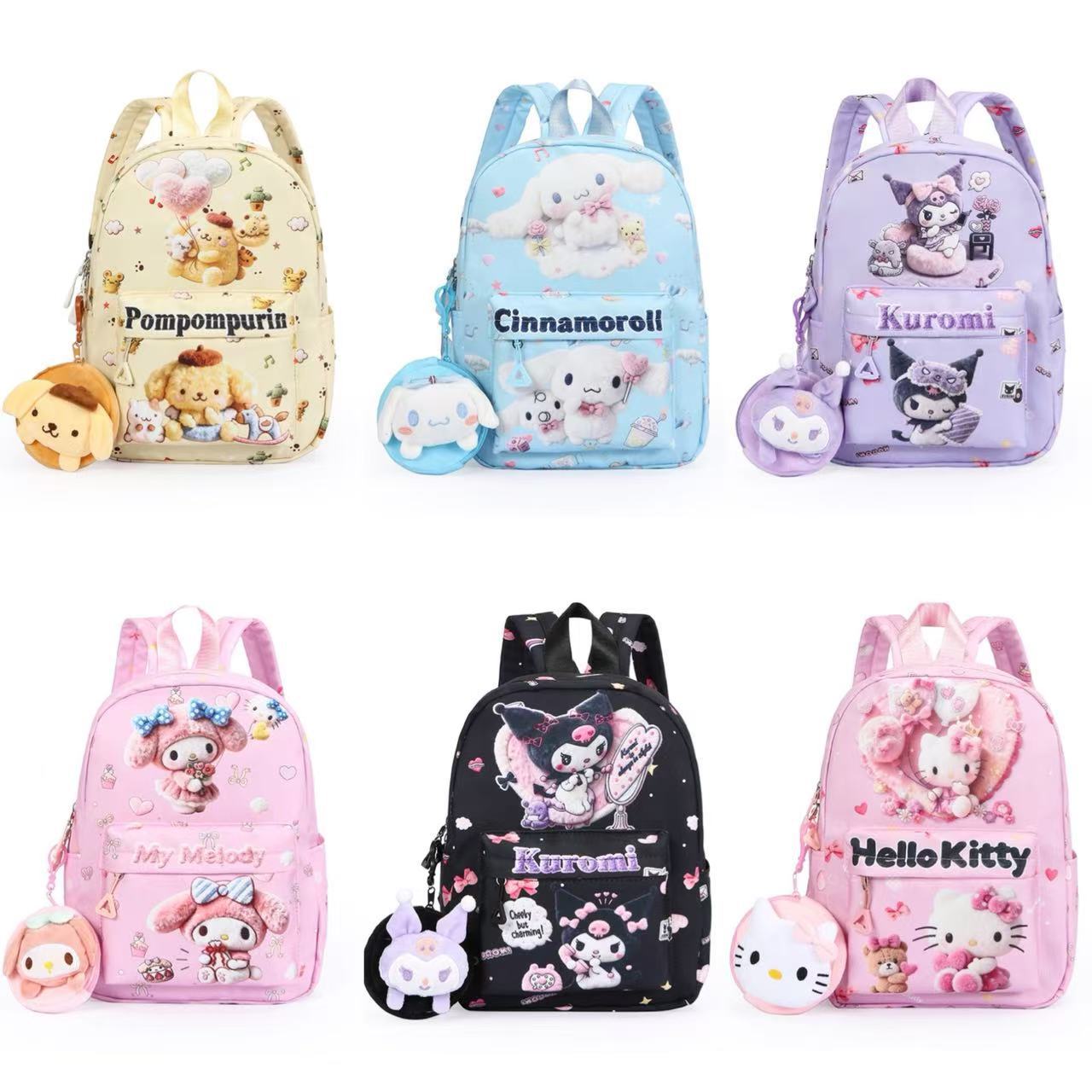 Foreign trade cartoon schoolbag KT cat high-appearance children's backpack large-capacity double-shoulder backpack Kuromi schoolbag for boys and girls