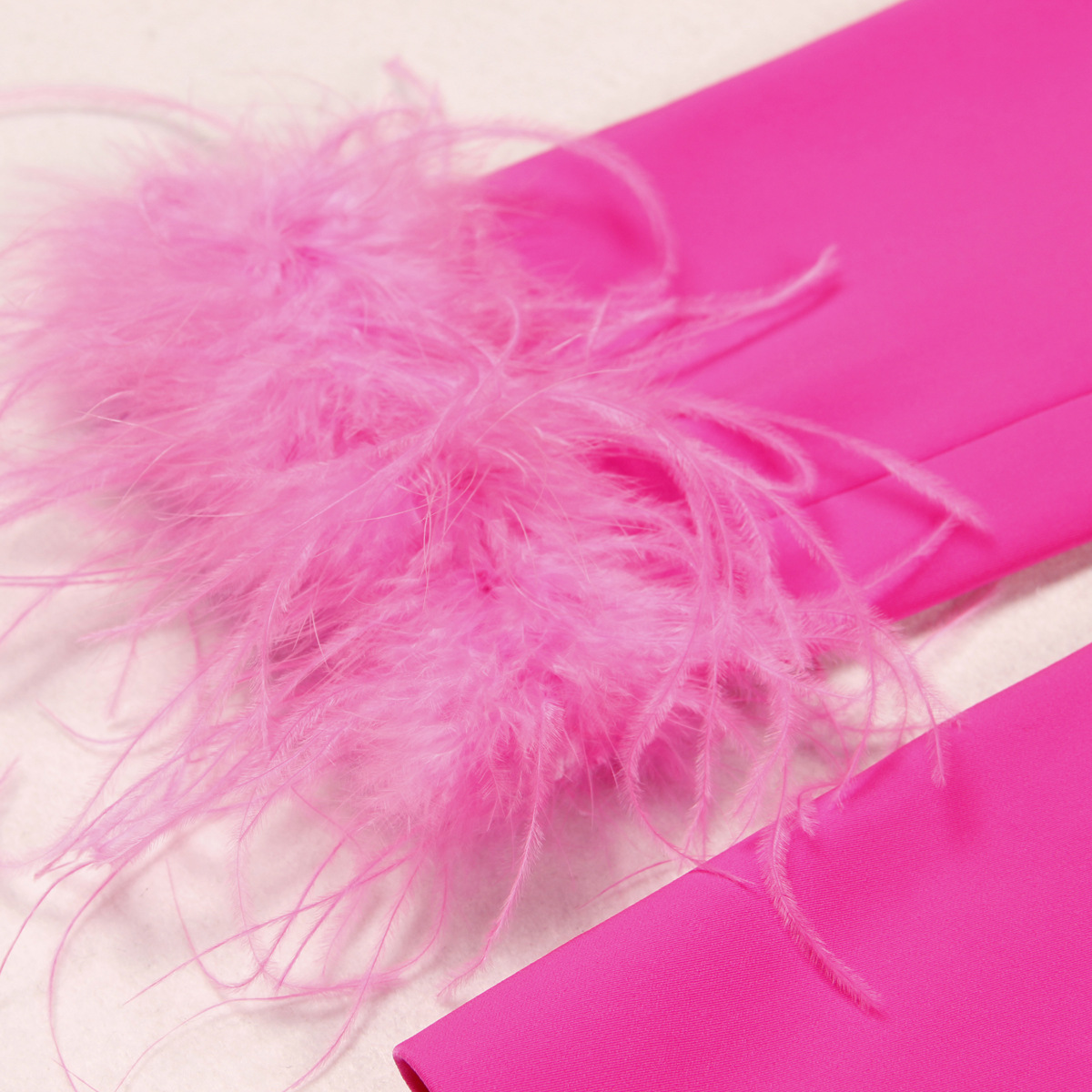 2370 In-stock Spring Autumn New European And American Internet Celebrity Style Ostrich Feather Two-piece Set Elegant_ecoleips.com
