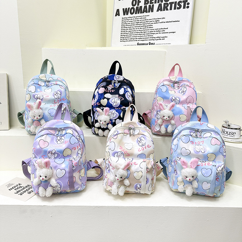 2024 nuevo kindergarten mochila de dibujos animados lindo conejito estudiante mochila de lona para niños Mochila pequeña y ligera