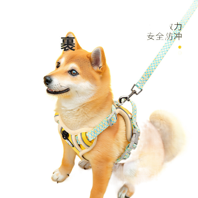 狗狗胸背牵引绳中大型犬可调节柴犬萨摩耶专用外出遛狗绳宠物夏季|undefined