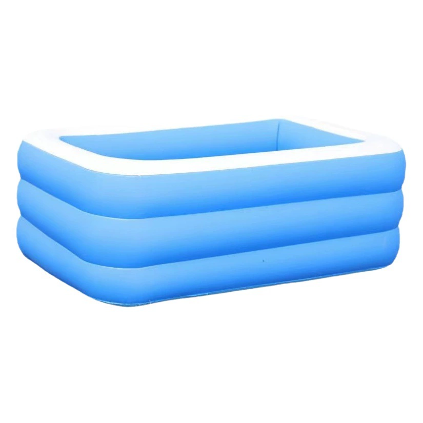 Надувной бассейн для улицы, сине-белый, квадратный, надувной бассейн IHOMEINF, семейный бассейн для улицы