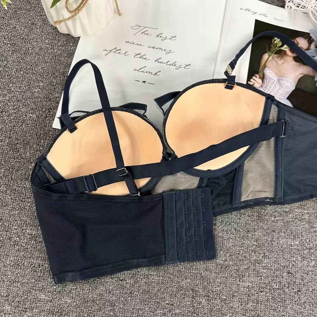 Nuevo sujetador de encaje de moda Jacquard transpirable ajuste cómodo anti-caída reunido cinco botones lotes de ropa interior