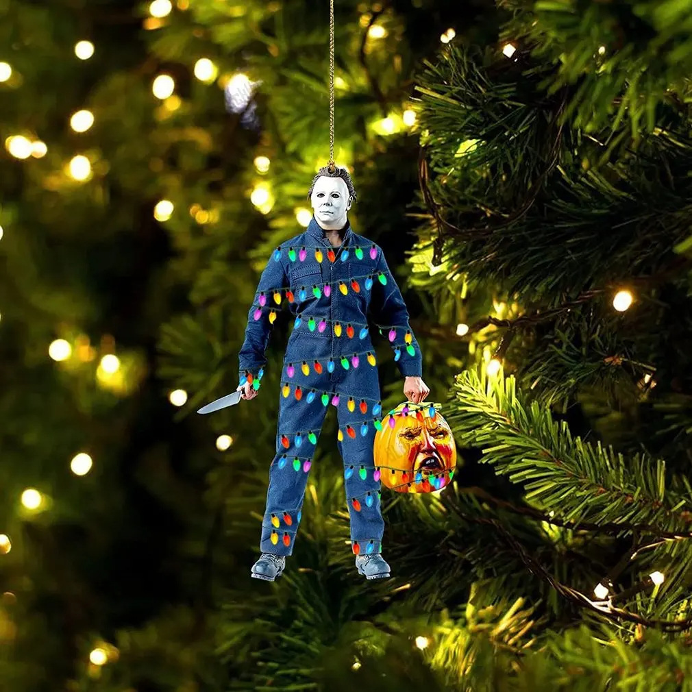 Decoración del árbol de Navidad transfronteriza película de terror plano Haning decoración de Halloween decoración colgante espejo retrovisor de automóvil