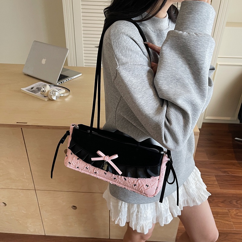 Bolso de axila de moda coreana 2025 verano nuevo bolso femenino lindo lazo bolso de hombro de encaje