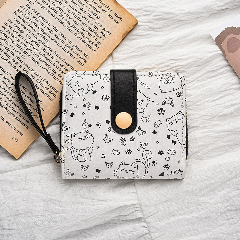 [Cat Little Tail] YADAS かわいいレディースカードホルダーファッションバックル PU ショート 70% off 小銭入れ財布|undefined