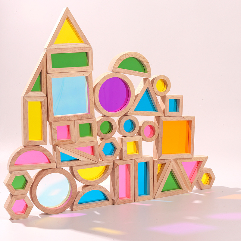 Bloques de construcción acrílicos de gran tamaño ventas directas de fábrica niños creativos juguetes de jardín de infantes translúcidos de color grande