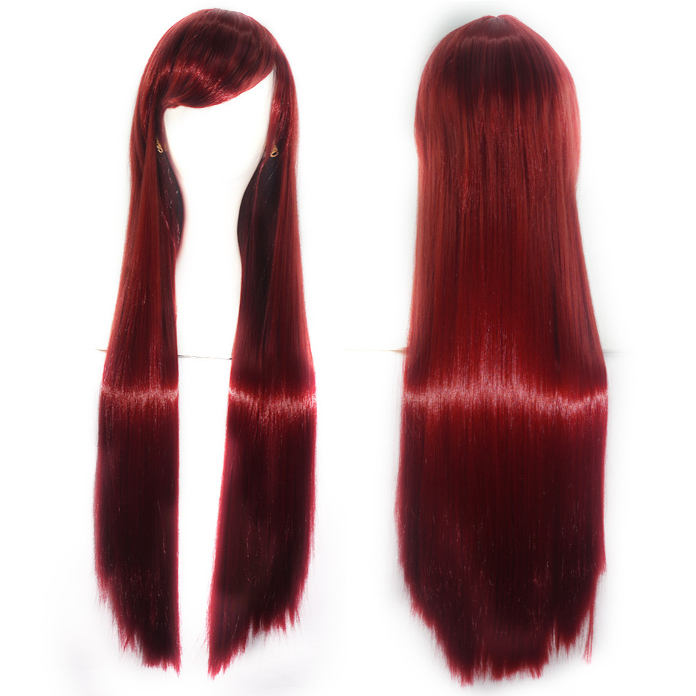 European and American Style Wig 80cm Colorful Long Straight Hair Anime Cos Wig High-Temperature Fiber Chemical Fiber Hair Head Cover - photo 2