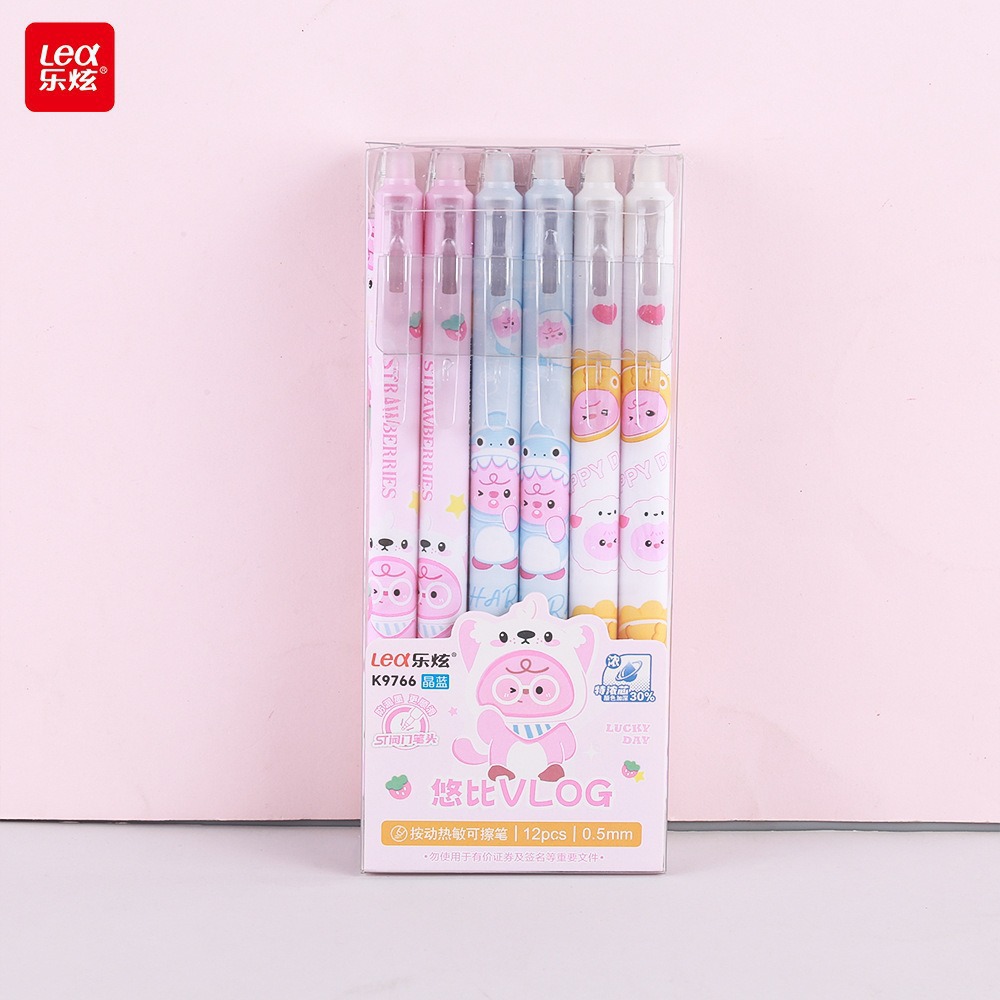 Bolígrafo borrable azul de oso de pan de dibujos animados