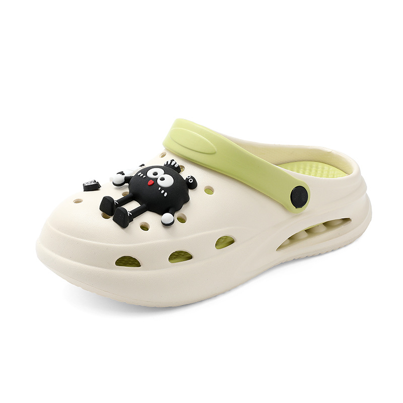 En nombre de los nuevos zapatos con agujeros de mierda, zapatillas de mujer, sandalias de playa de tacón con cordones de zapatos Baotou de verano 2025