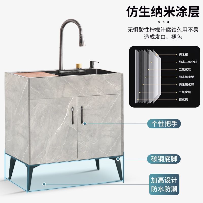 厨房不锈钢洗菜盆一体柜子洗碗池出租房家用水槽简易落地橱柜其他|undefined