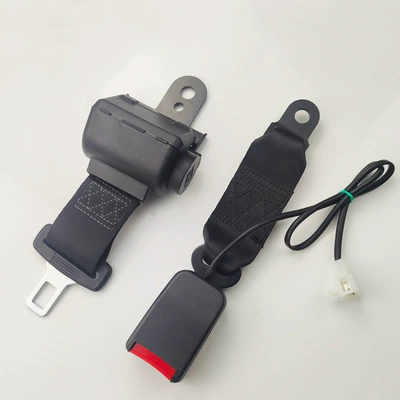 Two-Point Design for Golf Carts, Car seat belt - black-semi-closed-25cm-webbing-alarm-line-normally-closed