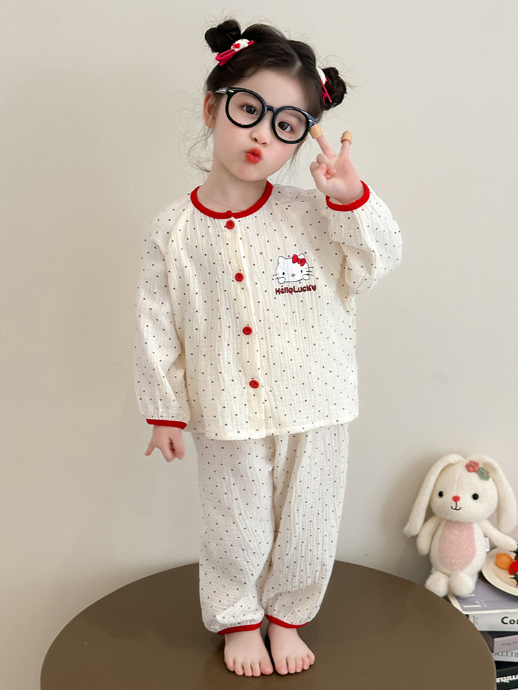 2025 nuevo pijama de niñas primavera y otoño para niños manga larga conjunto de separación de ropa de aire acondicionado para niñas bebés de otoño ropa para el hogar