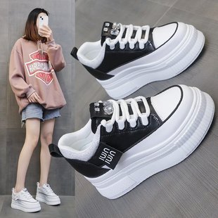 Popular Casual Sports White Shoes with Thick Soles and Wedge Heels for Women, Popular Trendy Shoes