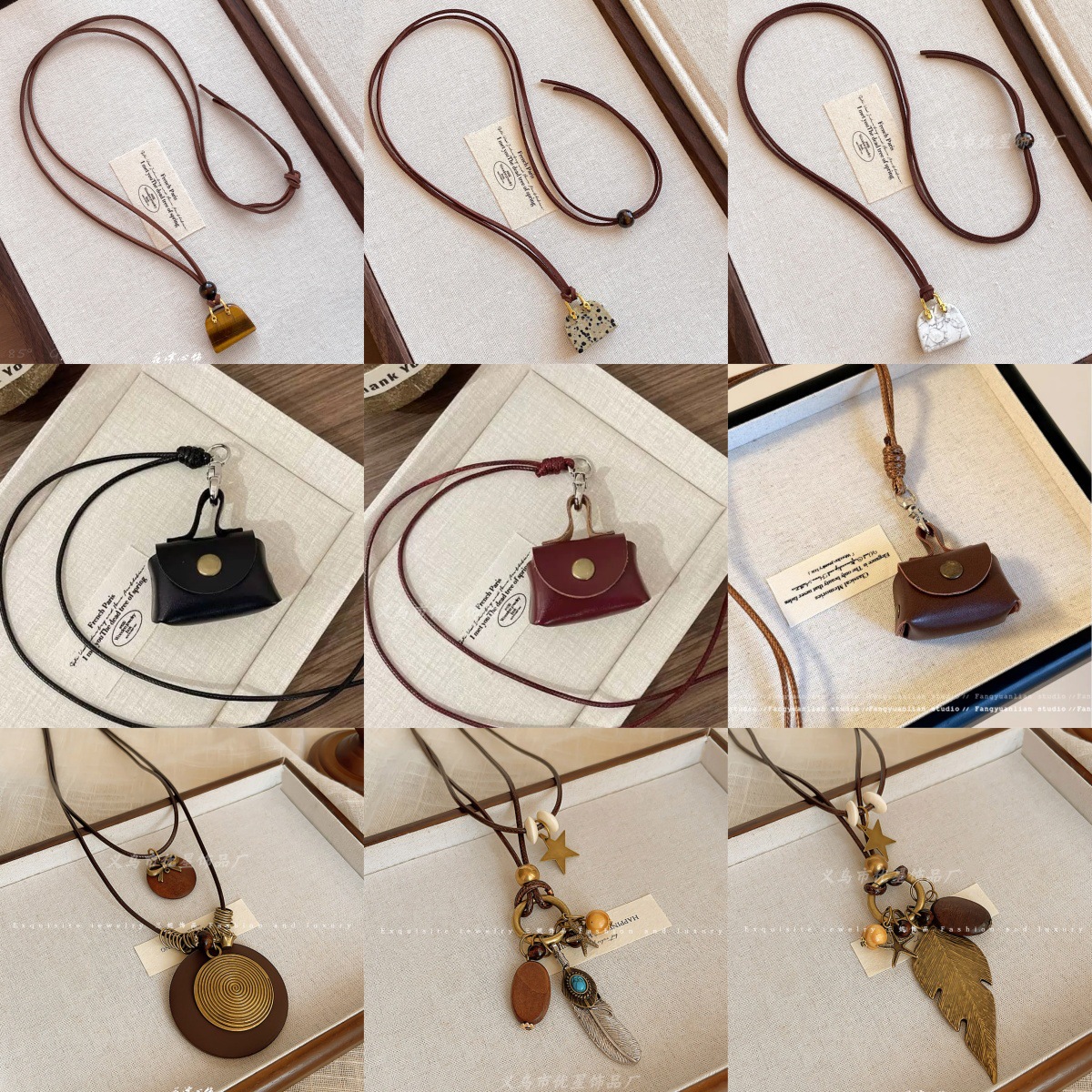 Maillard Brown Long Bag Necklace Women's 2025 New Autumn and Winter Sweater Chain High-End Retro Neck Accessories