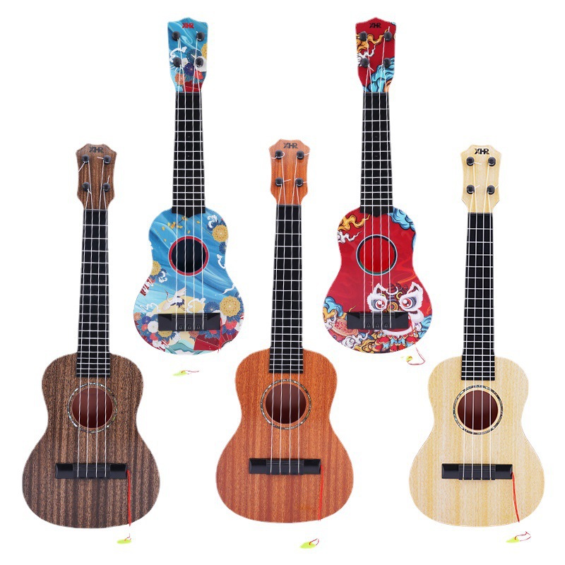 Dibujos animados ukelele guitarra pequeña niño púa instrumento musical juguete puede tocar música para principiantes juguete femenino
