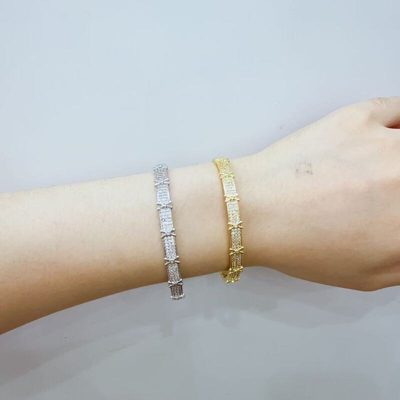 2025 Jewelry Women's Diamond Bracelet Niche Design Couple Cross-Border Hot Style Simple Fashion Pure Copper Non-Fading Sweet