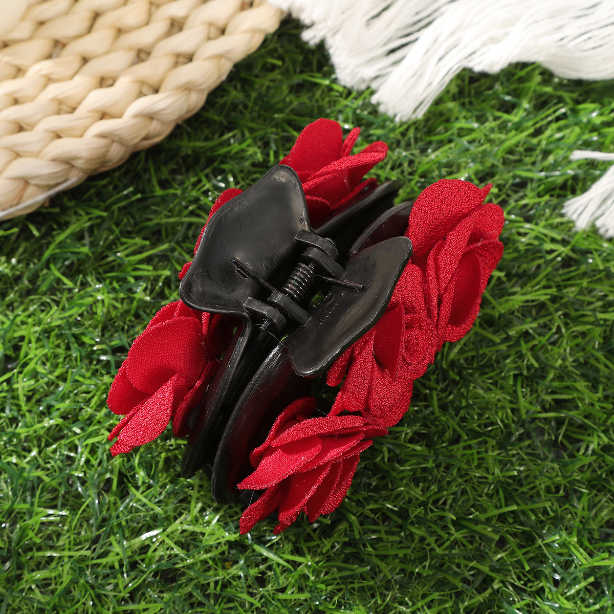 50g Weight Hair Claws Hair Accessories Type 1 Piece Quantity Tea Party, Shopping Occasion Cloth Material Rose Pattern All Seasons Season Women's Gender Elegant Style Elegant Women's Rose Cloth Hair Claws 10