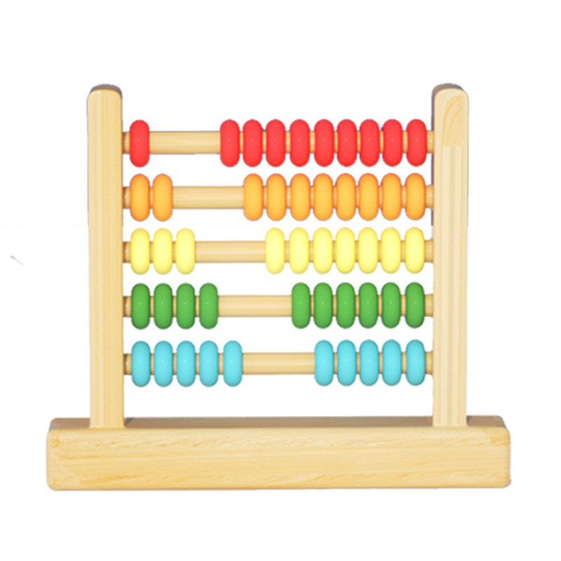 Madera pequeño cinco rejilla con cuentas ciencia y educación juguetes cuentas de conteo de Cuentas de Niños cálculo rack kindergarten material didáctico cuentas de conteo al por mayor
