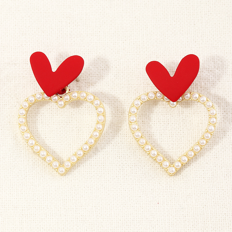 Fashion Heart-shape Pearl Letter Earrings display picture 41