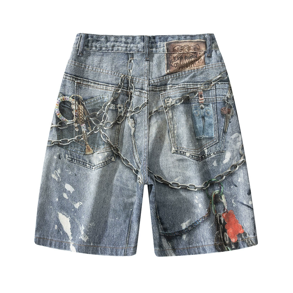 Summer denim trousers, salt solution, loose fit