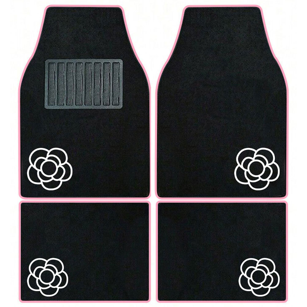 Mat Embroidered: Universal Universal Foot Pad - flower-pink-edge