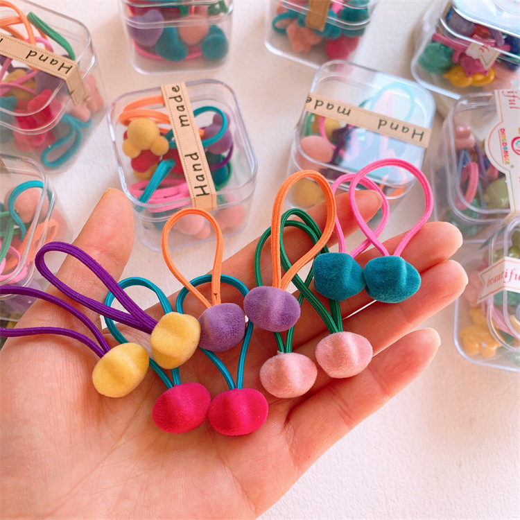 Children's Colorful Velour Star Heart Hair Ties Cute Cartoon Bear Rabbit Hair Ties for Girls Hair Rubber Bands