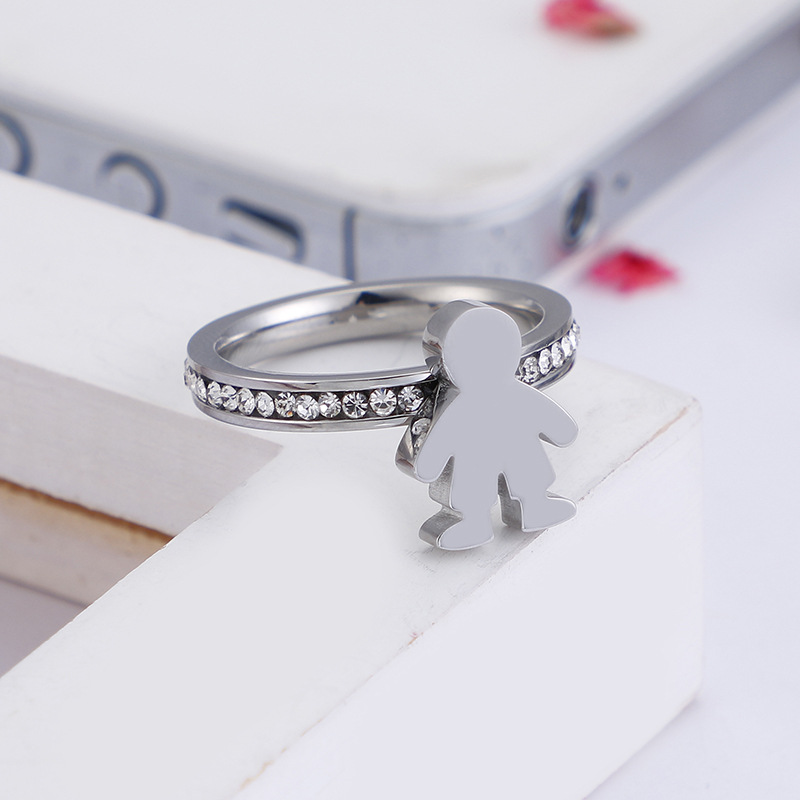 7g Weight Zircon Insert Material Fashion Doll Titanium Steel Plating Inlay Zircon Rings 1 Piece