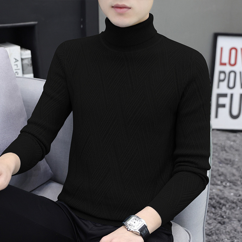 Men's turtleneck sweater, knitted pullover, slim-fit collared top, solid color, thickened for winter Men's turtleneck sweater, knitted pullover, slim-fit collared top, solid color, thickened for winter