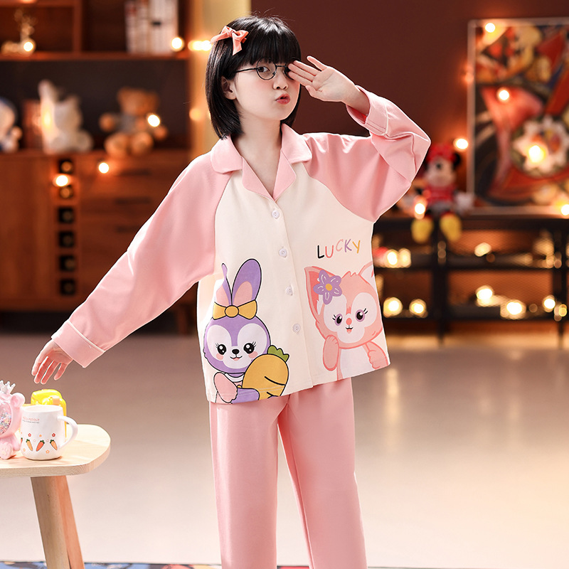 Pijamas infantiles primavera y otoño mangas largas princesa delgada bebé niños grandes niñas dibujos animados set de ropa para el hogar