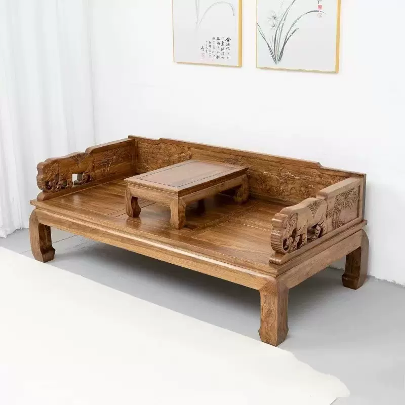 老榆木罗汉床实木沙发床仿古家具睡榻客厅小户型禅意沙发组合床榻